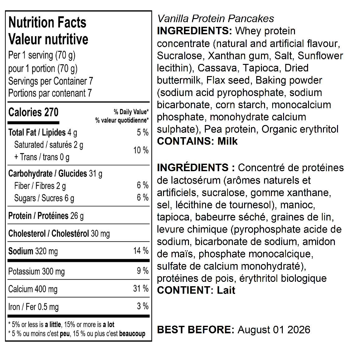 Vanilla High Protein Pancake Mix